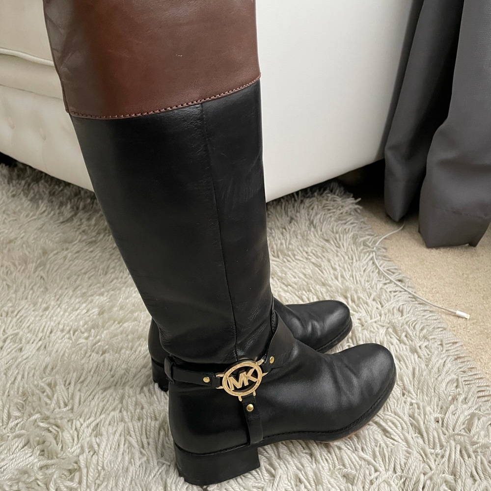 Michael Kors Brown & Black Leather Riding Boots